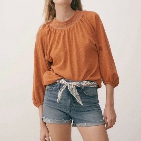 Madewell Superlight Jacquard Embroidered Smocked T - Picture 2 of 12